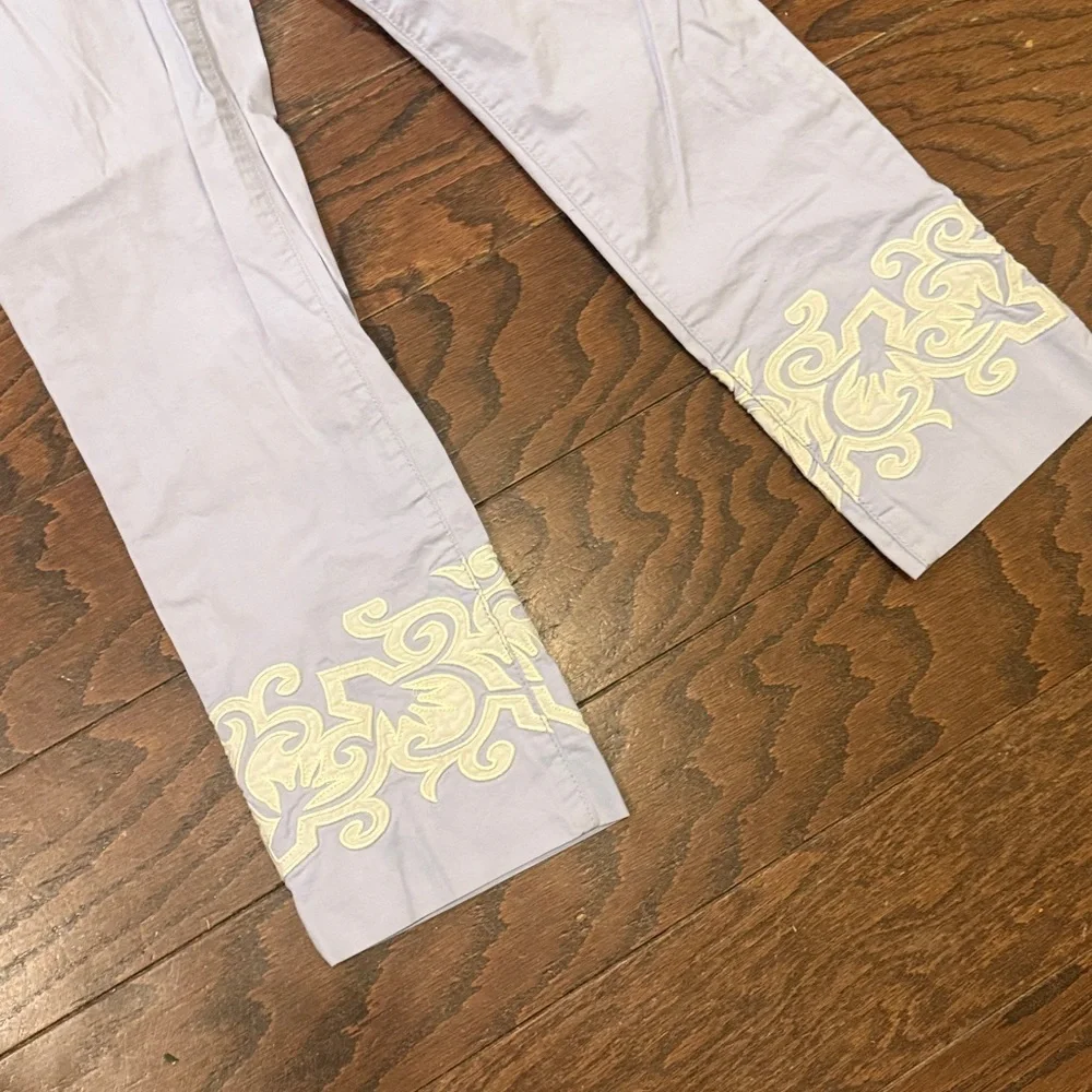 Tory Burch Adrienne light purple embroidered chinos, size 28